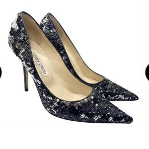 Jimmy Choo Abel Double-faced Sequins Pump - black/silver